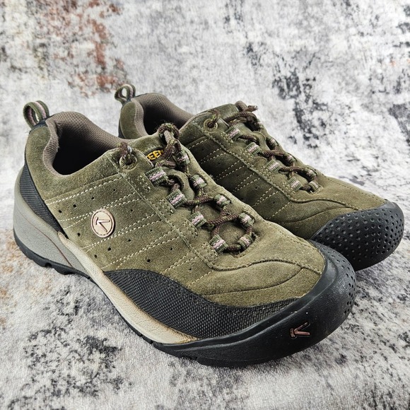 Keen Shoes - Keen Hiking Trail Shoes Womens 10 Olive Green Suede Lace Up Rubber Toe Rugged